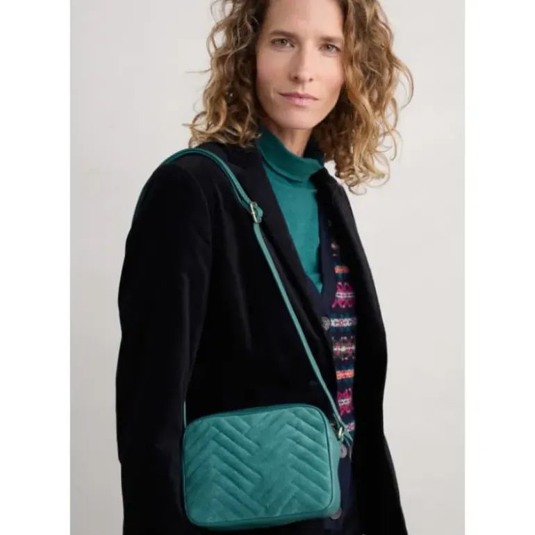 Annulet Quilted Leather & Suede Crossbody Bag