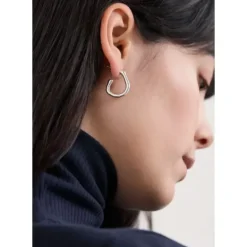 Feroner Half Hoop Silver-Tone Earrings