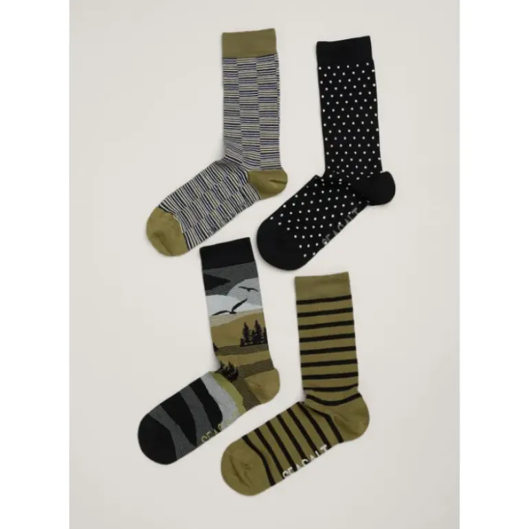 Gift Box of 4 Green Men's Sailor Socks