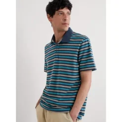 Men's Ballan Stripe Polo in GOTS-Certified Organic Cotton Jersey