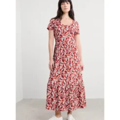 Tor View Short Sleeve Tiered Jersey Dress
