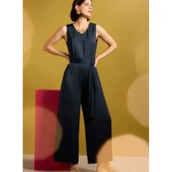Winter Honeysuckle Satin Sleeveless Jumpsuit